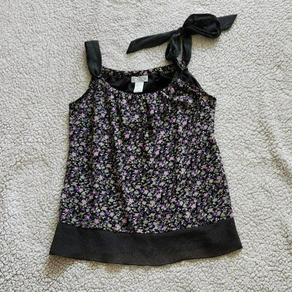 Trixxi Y2k Vintage ditsy floral polka dot blouse Sz S Cottage Core Boho Summer